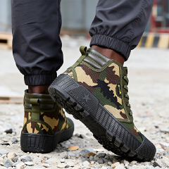 SXCHEN Men Shoes HighTop Sneakers Hiking Work Martens Boots Camouflage Canvas  Men Shoe Utility Reinforced Toe Cap Deep Tread Boy Outsole Wear‑Resistant Breathable Footwear For Construction Site Labor