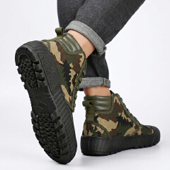 SXCHEN Men Shoes HighTop Sneakers Hiking Work Martens Boots Camouflage Canvas  Men Shoe Utility Reinforced Toe Cap Deep Tread Boy Outsole Wear‑Resistant Breathable Footwear For Construction Site Labor