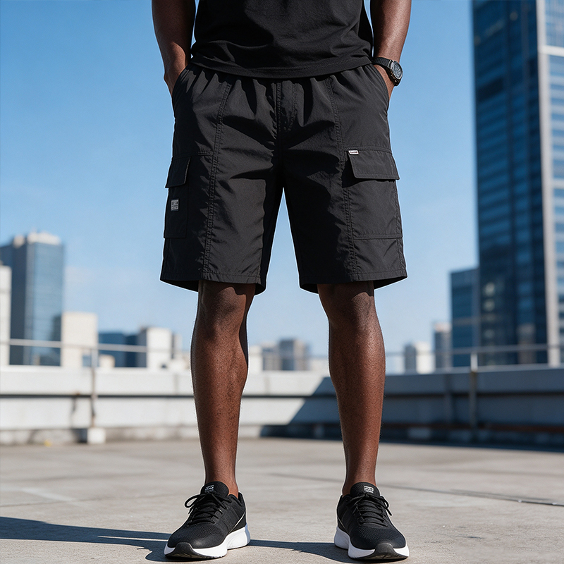 SXCHEN Men Clothing Casual Shorts 2-Pack Summer Loose Cargo Shorts Multiple Flap Pockets, Wrinkle Resistant Breathable Fabric, Random Colors Available Casual Short Trousers For Travel Shopping