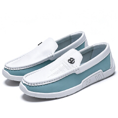 SXCHEN Men Shoes Loafers Slip‑On Faux Leather Spliced Casual White Business Flat Sneakers Elegant Men's Shoe Lightweight Soft Sole Non‑Slip Wear‑Resistant Fashion Trendy Office Daily Wear Footwear PU