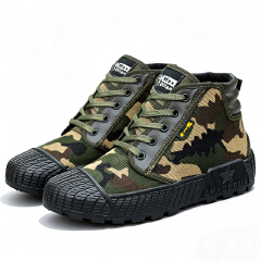 SXCHEN Men Shoes HighTop Sneakers Hiking Work Martens Boots Camouflage Canvas  Men Shoe Utility Reinforced Toe Cap Deep Tread Boy Outsole Wear‑Resistant Breathable Footwear For Construction Site Labor