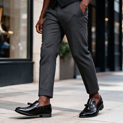 SXCHEN Men Shoes Oxfords Casual Loafers Elegant Tassel Slip‑On Business Footwear Glossy PU Leather Upper Low Block Heel Non‑Slip Sole Men's Shoe Male Office Work Business Banquet Occasion Black Dad