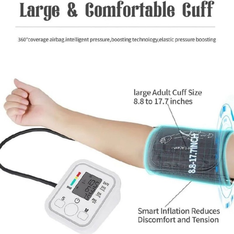 Blood Pressure Monitors Large Cuff Size 22cm to 36cm - Blood Pressure Machine with Cuff for Upper Arm - Heart Rate Hypertension Monitor for Home Use - Blood-Pressure Monitor with LCD Display