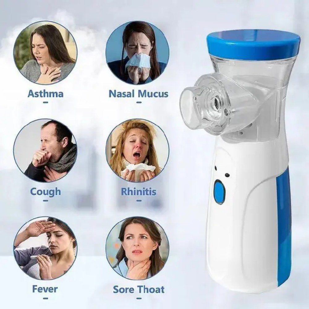 Ultrasonic Home Mesh Nebulizer Portable Handheld Nebulizer Steam Aerosol Inhaler Silent Steam Nasal Humidifier Personal Inhaler Medical Asthma Atomizer, Breathing Problems, Cold Cough- Adults and Baby