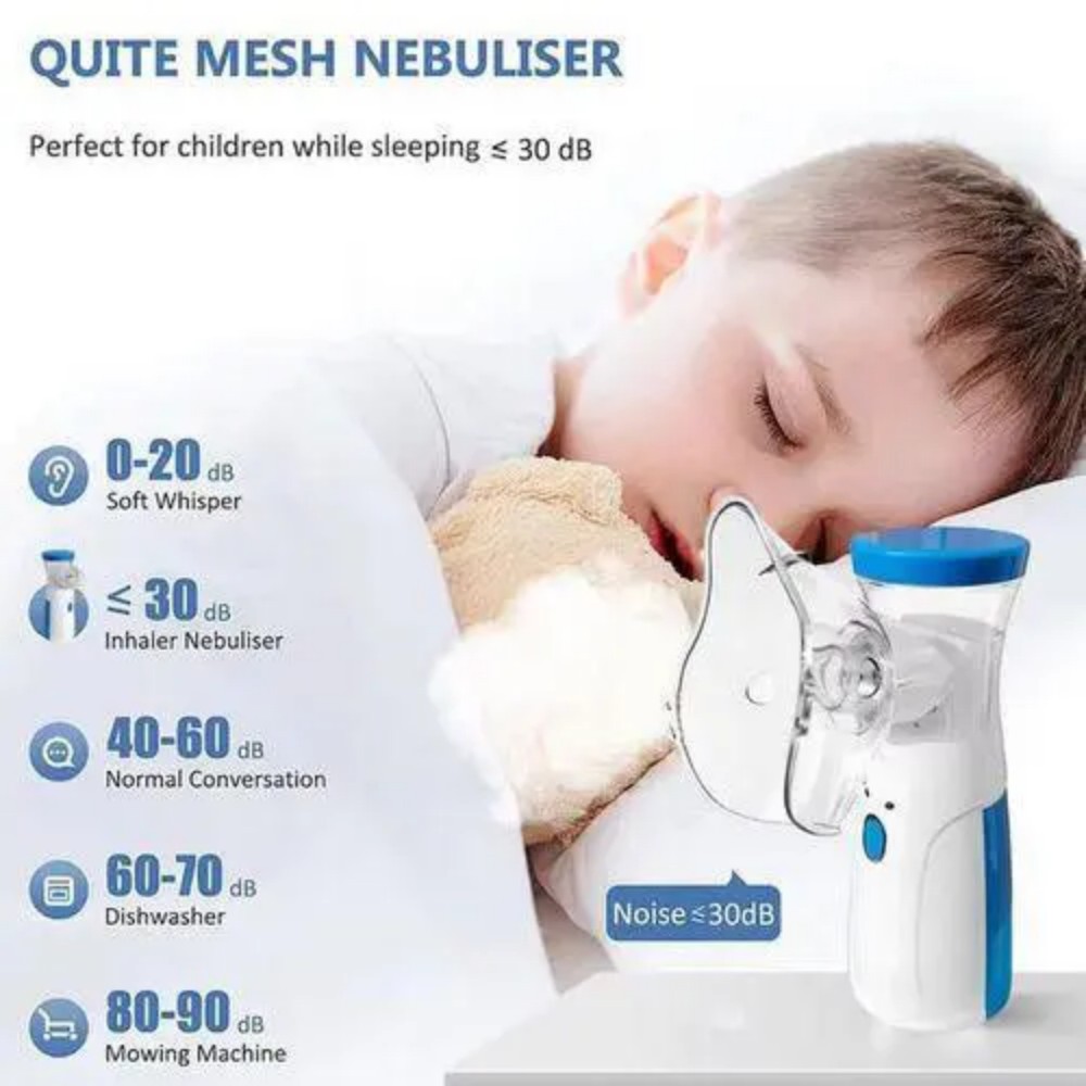 Ultrasonic Home Mesh Nebulizer Portable Handheld Nebulizer Steam Aerosol Inhaler Silent Steam Nasal Humidifier Personal Inhaler Medical Asthma Atomizer, Breathing Problems, Cold Cough- Adults and Baby