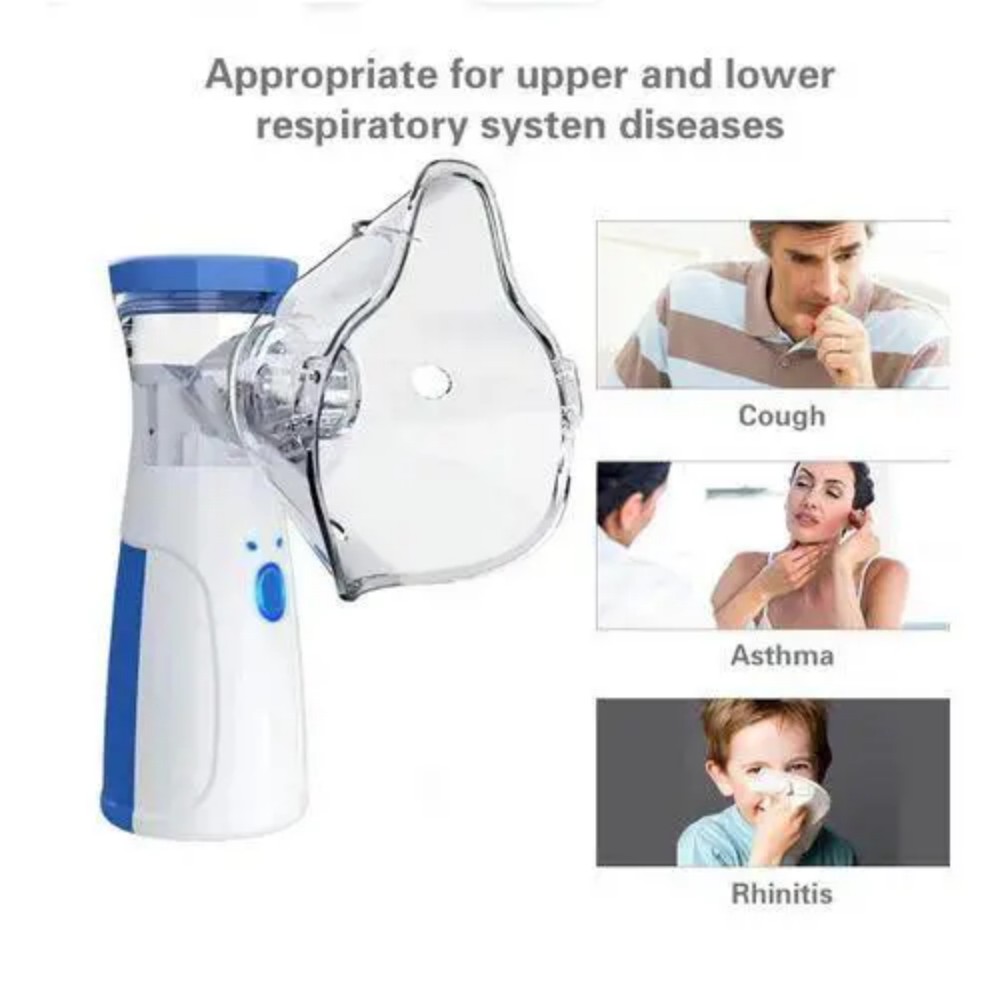 Ultrasonic Home Mesh Nebulizer Portable Handheld Nebulizer Steam Aerosol Inhaler Silent Steam Nasal Humidifier Personal Inhaler Medical Asthma Atomizer, Breathing Problems, Cold Cough- Adults and Baby