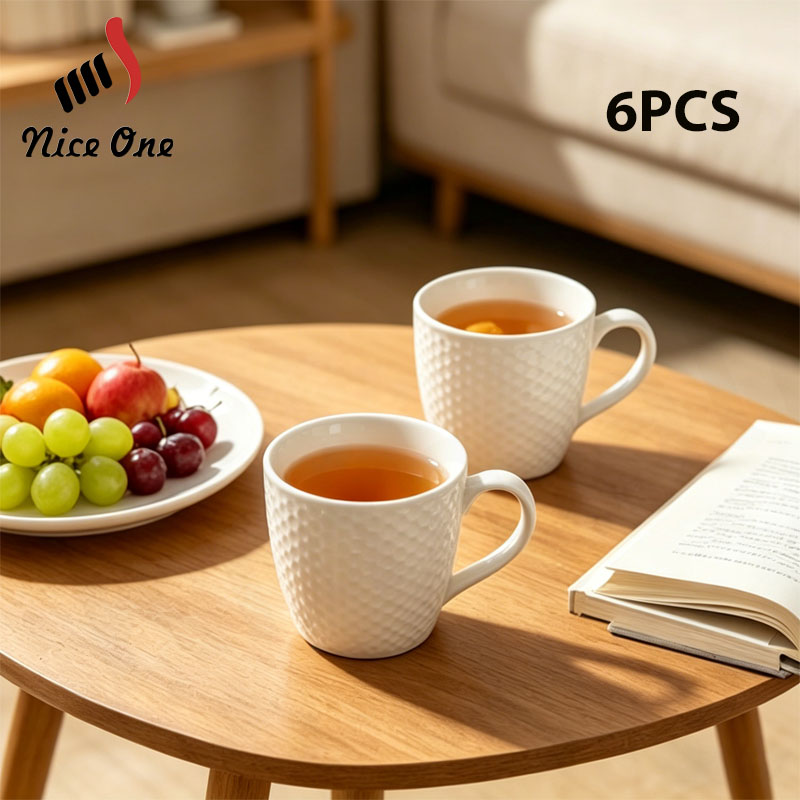 Niceone Set of 6pcs  High Quality Porcelain Reusable Tea Milk Coffee Ceramic Drinking Cups Elegant Home Kitchen Office Tableware (BYD-CUP-2025-CS MILK CUP)