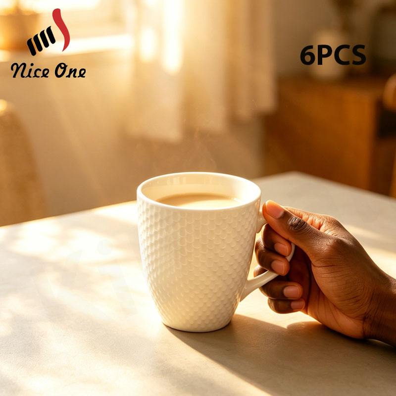 Niceone Set of 6pcs  High Quality Porcelain Reusable Tea Milk Coffee Ceramic Drinking Cups Elegant Home Kitchen Office Tableware (BYD-CUP-2025-CS MILK CUP)