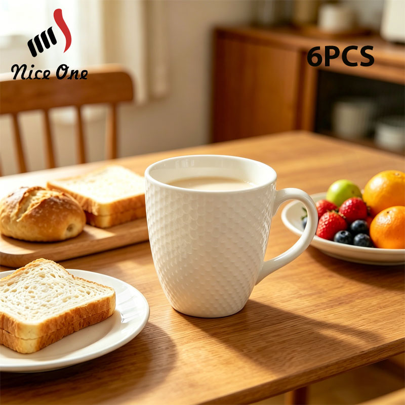 Niceone Set of 6pcs  High Quality Porcelain Reusable Tea Milk Coffee Ceramic Drinking Cups Elegant Home Kitchen Office Tableware (BYD-CUP-2025-CS MILK CUP)