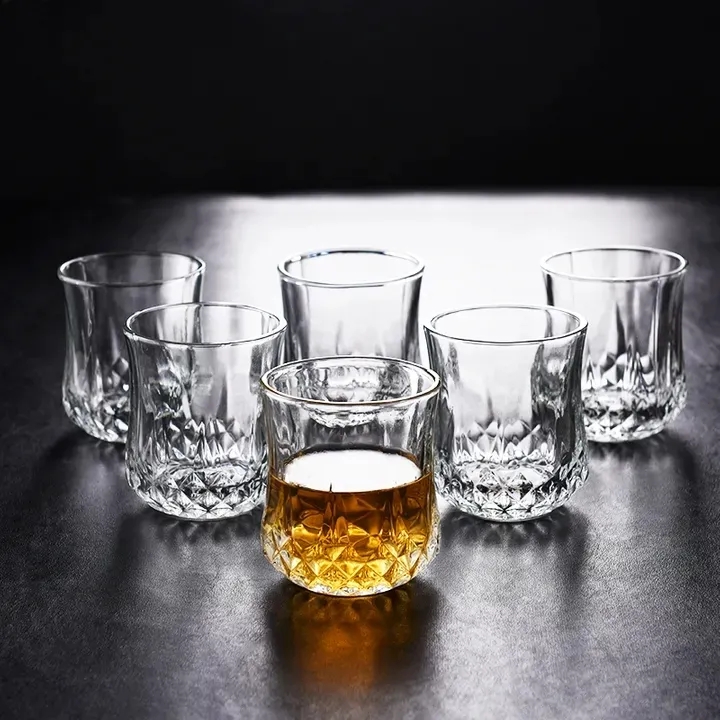 6PCS/Set 200ML  Drinking Glass Sets, Durable Drinking Cups, Lead-Free Water Cup Set, Drinkware Kitchen Glasses for Cocktail, Iced Coffee, Beer, Tea, Wine, Whiskey, Water (BM8707 (XM066A) GLASS CUP C)