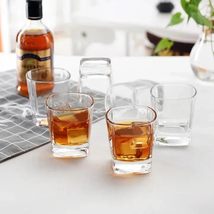 6PCS/Set 165ML  Drinking Glass Sets, Durable Drinking Cups, Lead-Free Water Cup Set, Drinkware Kitchen Glasses for Cocktail, Iced Coffee, Beer, Tea, Wine, Whiskey, Water ( 306C GLASS CUP（L）)