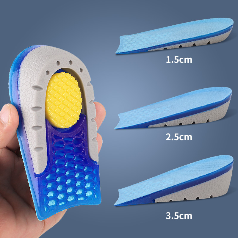 Height Increase Insoles Cushioned Heel Inserts Shoe Lifts for Men and Women Elevated-Increased Comfort Inner Soles Shock Absorption, Arch Support Soft Silicone Gel Boosters for Plantar Posture