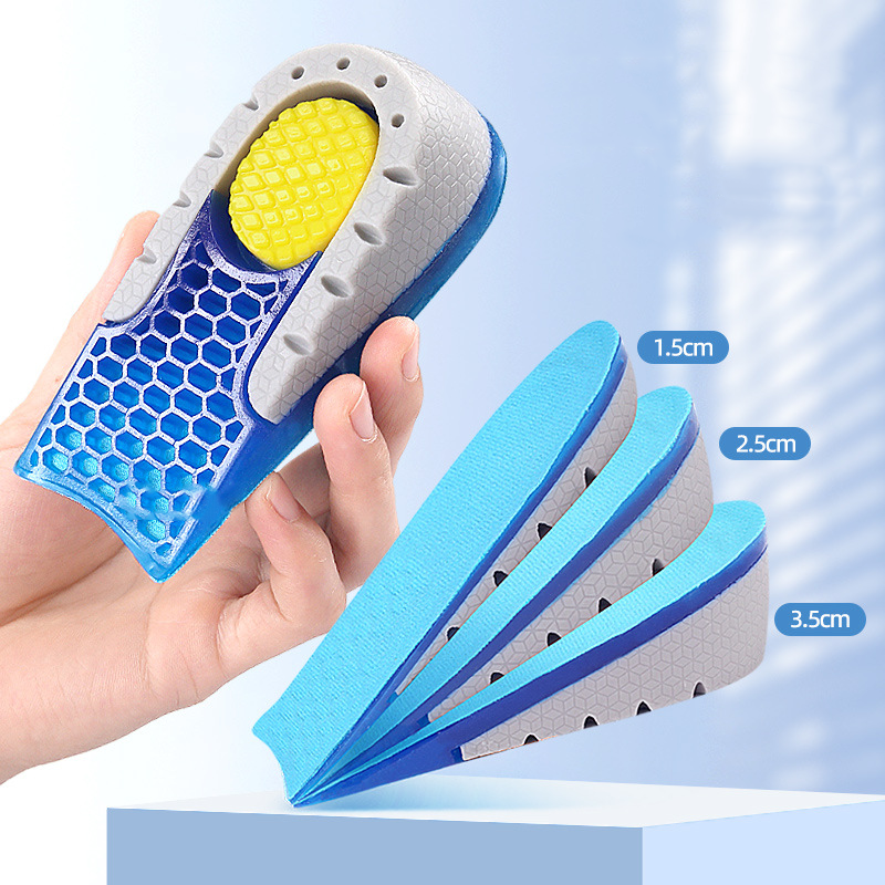 Height Increase Insoles Cushioned Heel Inserts Shoe Lifts for Men and Women Elevated-Increased Comfort Inner Soles Shock Absorption, Arch Support Soft Silicone Gel Boosters for Plantar Posture