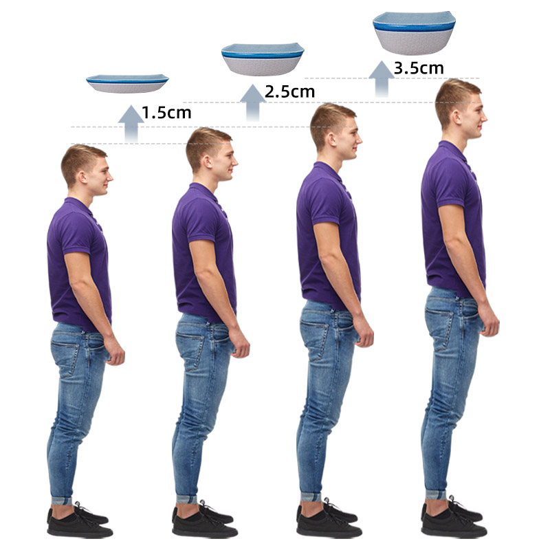 Height Increase Insoles Cushioned Heel Inserts Shoe Lifts for Men and Women Elevated-Increased Comfort Inner Soles Shock Absorption, Arch Support Soft Silicone Gel Boosters for Plantar Posture