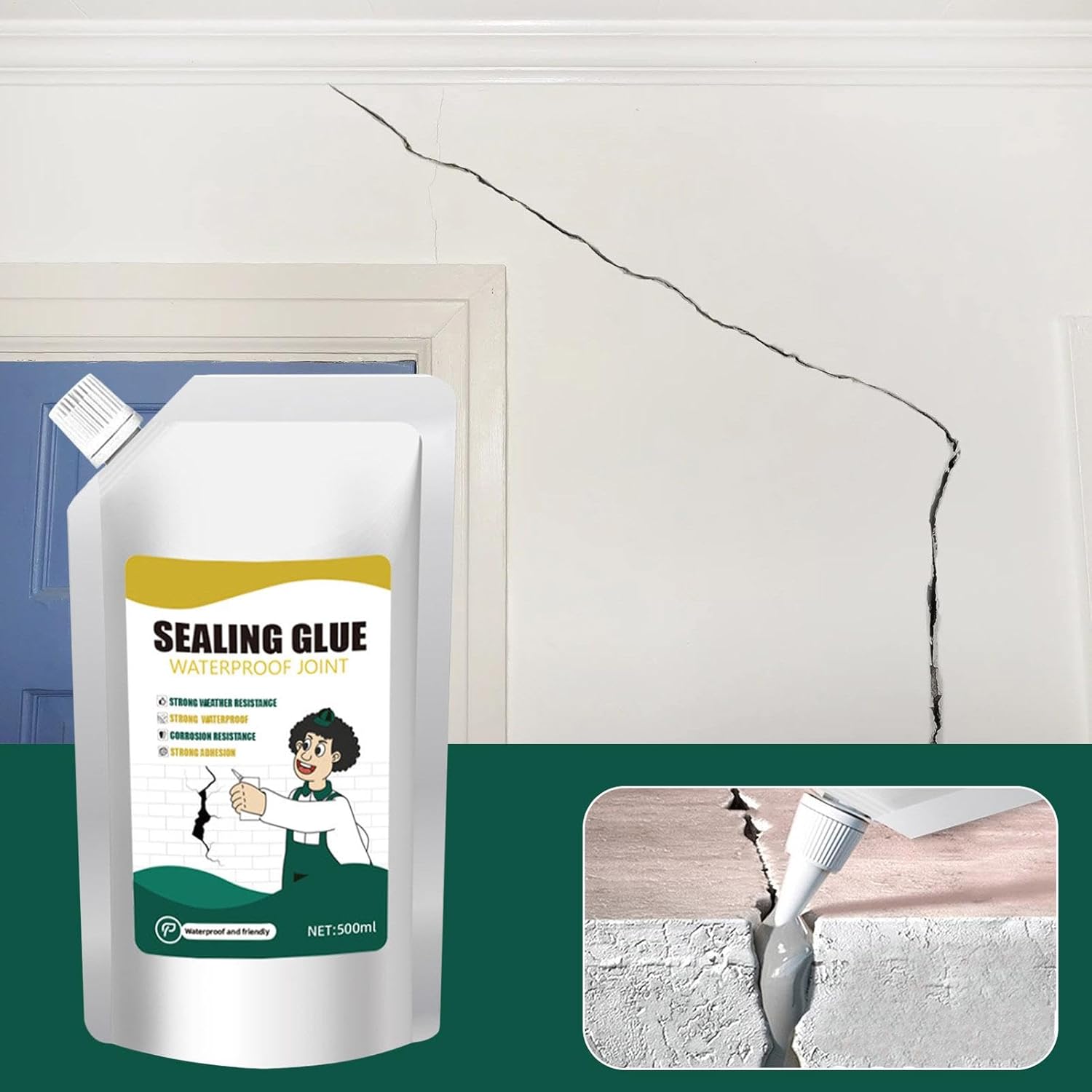 Crack Sealing Glue, Concrete Filler Waterproof Joint Sealant, High Elasticity Cement Wall Gap, Fast Drying Asphalt Repair for Slabs, Driveways, Joint Self-Leveling Sealing Caulking