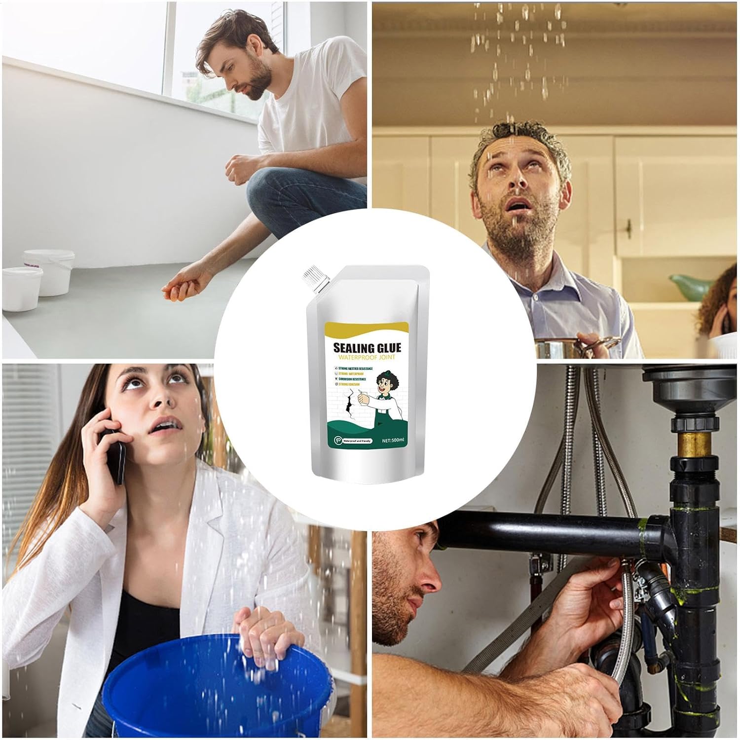 Crack Sealing Glue, Concrete Filler Waterproof Joint Sealant, High Elasticity Cement Wall Gap, Fast Drying Asphalt Repair for Slabs, Driveways, Joint Self-Leveling Sealing Caulking