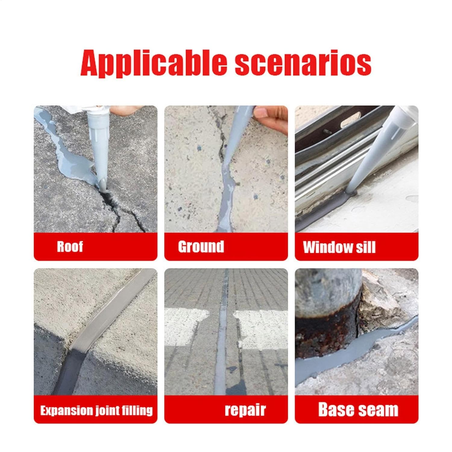 Crack Sealing Glue, Concrete Filler Waterproof Joint Sealant, High Elasticity Cement Wall Gap, Fast Drying Asphalt Repair for Slabs, Driveways, Joint Self-Leveling Sealing Caulking