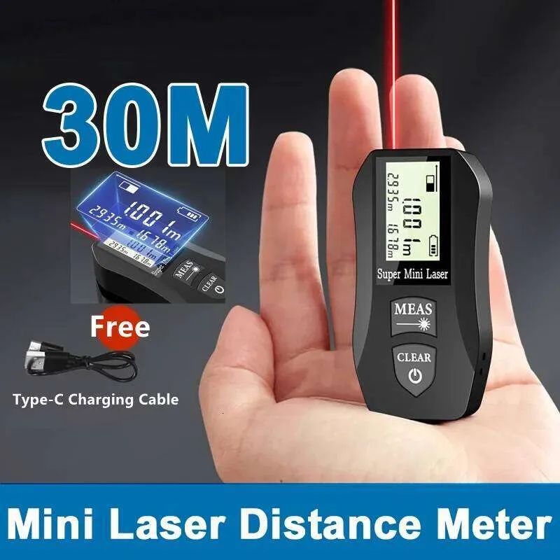 Mini Laser Distance Meter 30m Smart Measure Rechargeable Device Portable Digital Range Finder Usb Charging Handheld Rangefinder