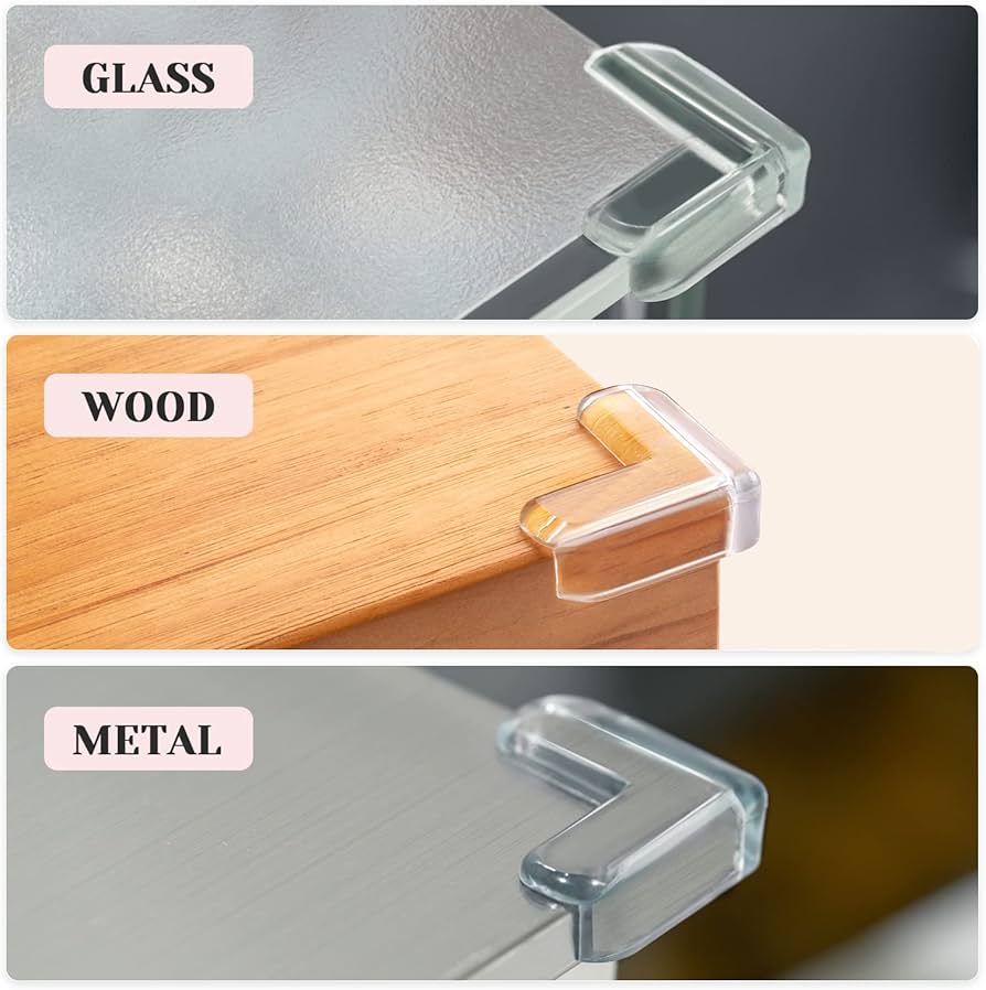4 Pack Corner Protectors for Baby, Clear Guard Furniture Edge Safety Bumpers & Table Sharp Corners Baby Proofing (L Shape) Transparent Silicone