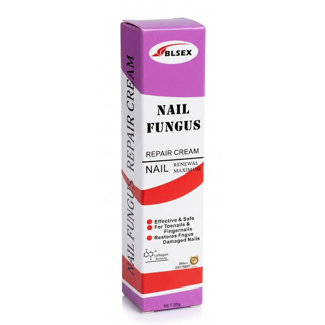 Blsex Nail Repair Cream Renewal Maximum Collagen Formula Fungus - 7 Days Renew 20g Fungal Treatment Extra Strength Penetrating Binds Moisture Softens Nourishes & Conditions No Filing Needed