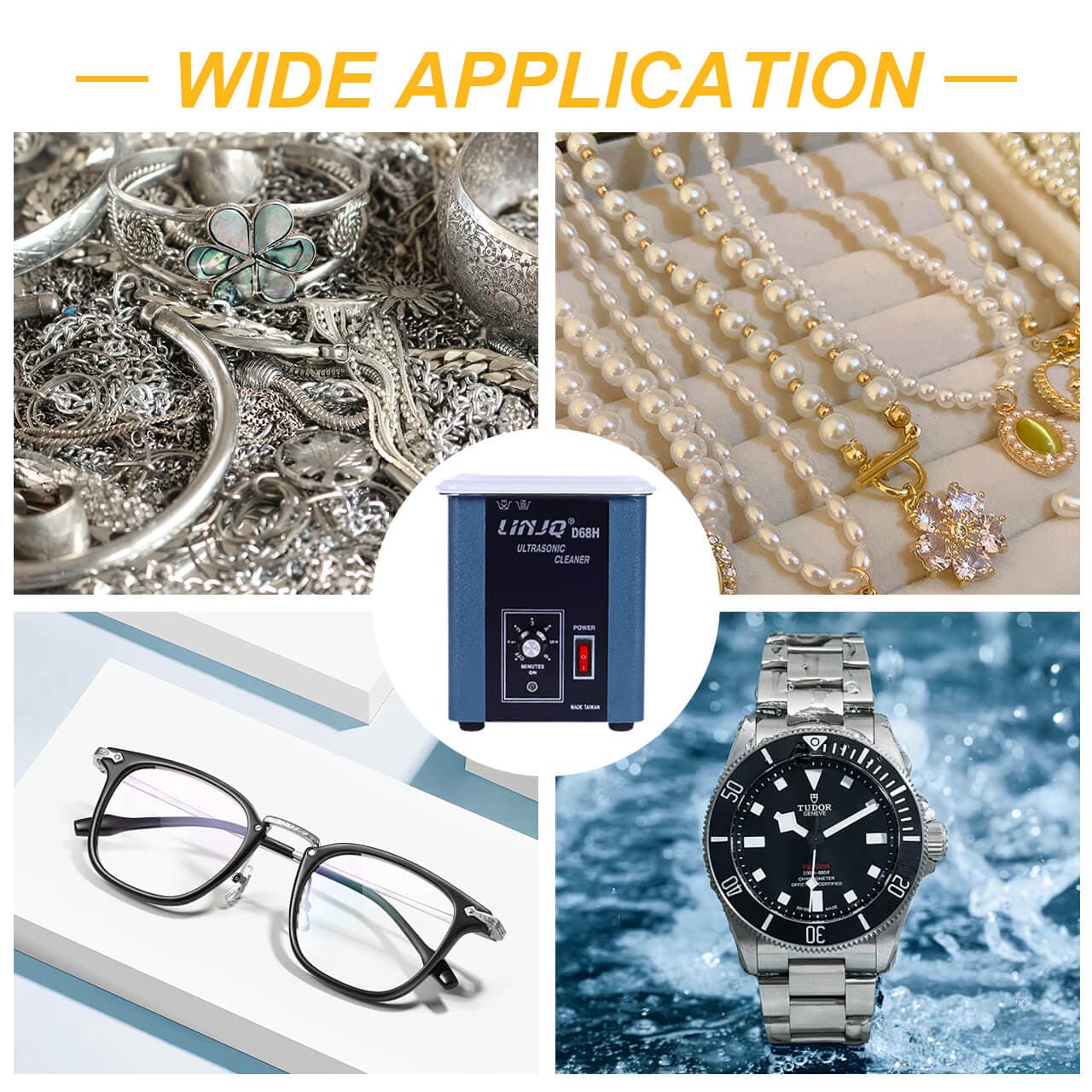 Professional Ultrasonic Cleaner 48kHz Ultra sonic Jewelry Cleaning Caviation Machine Variable Speed Polisher 2L Gold, Silver, Copper, Glasses, Watch, Car Parts Decontamination Degreasing Bench buffer