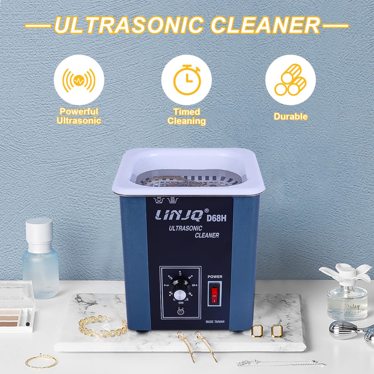 Professional Ultrasonic Cleaner 48kHz Ultra sonic Jewelry Cleaning Caviation Machine Variable Speed Polisher 2L Gold, Silver, Copper, Glasses, Watch, Car Parts Decontamination Degreasing Bench buffer