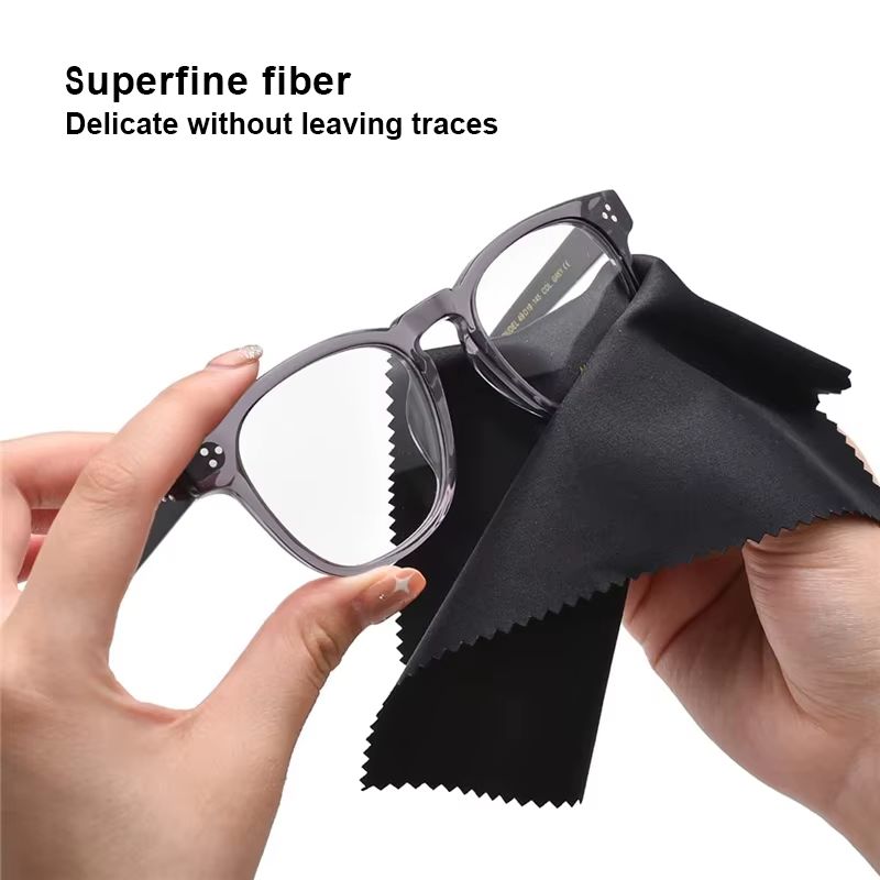 100pcs Black Microfiber Cleaning Glasses Cloths for Delicate Surfaces Lenses Eyeglasses Cell Phone Screens Camera Lenses Jewelry
