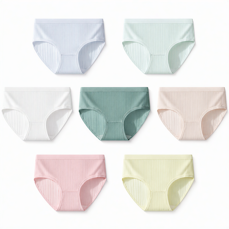 7 Pcs Women Clothes Pure Cotton Sports Style Women's Underwear Women's Panties Ladies Triangle Shorts No Trace Mid Waist Antibacterial Crotch Belly Hip Lift Seamless Breathable Woman Clothes