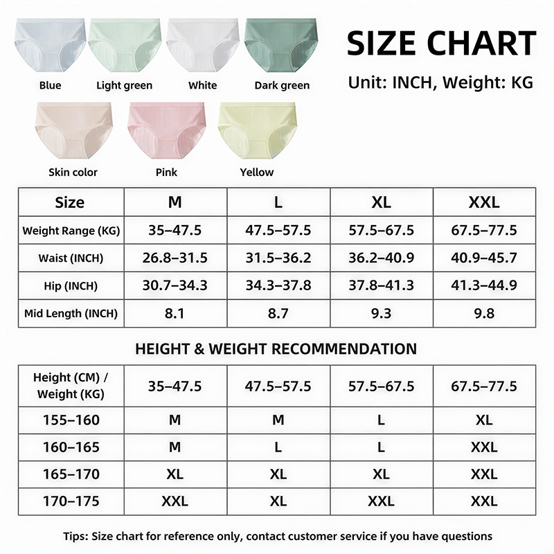 7 Pcs Women Clothes Pure Cotton Sports Style Women's Underwear Women's Panties Ladies Triangle Shorts No Trace Mid Waist Antibacterial Crotch Belly Hip Lift Seamless Breathable Woman Clothes