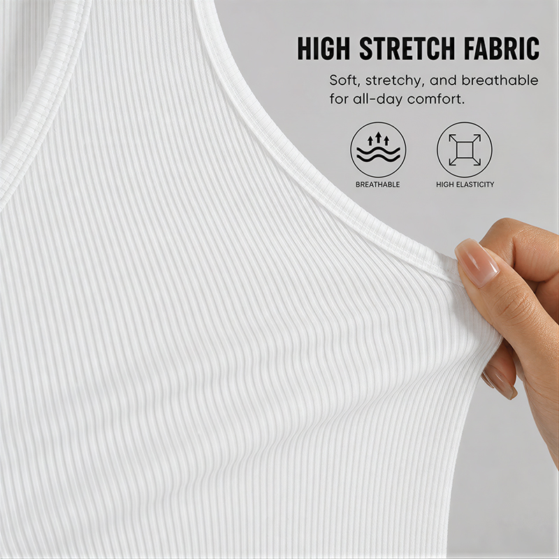 2Pcs Womens Workout Tank Tops Racerback New Women's Clothing Summer Solid Crop Top Hot Girl Sleeveless Casual V-neck Vest Camisole, T-Shirts Top Sling Woman Top Ribbed Sleeveless Beach Fashion Clothes