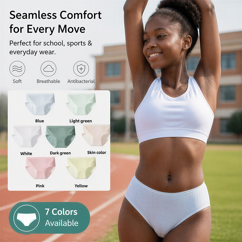 7 Pcs Women Clothes Pure Cotton Sports Style Women's Underwear Women's Panties Ladies Triangle Shorts No Trace Mid Waist Antibacterial Crotch Belly Hip Lift Seamless Breathable Woman Clothes