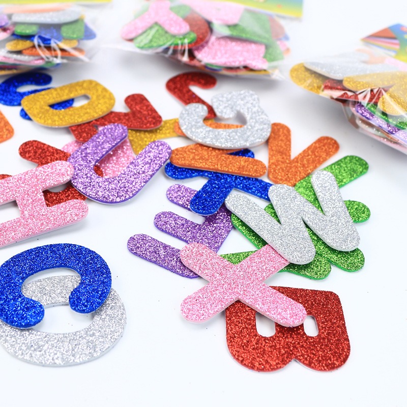 Glitter Letters Stickers Foam Arabic Numerals Sticker for DIY Gift Card, Diary Note Book, Wall Decals Hair Accessories DIY Craft Stickers for Kids Kindergarten Decor