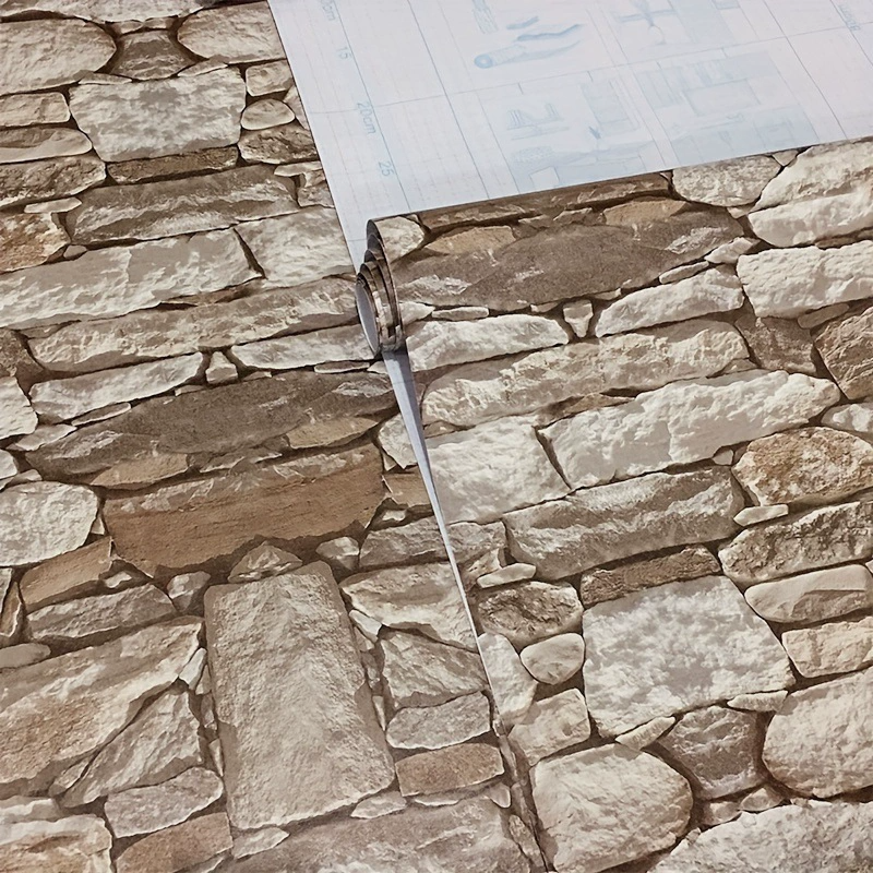 Home Decor 3D Brick Pattern Self-Adhesive Wall Sticker for Living Room PVC Wallpaper Industrial Style Wall Decor for Restaurant and Dorm Faux Stone Pattern Brick Wall Sticker