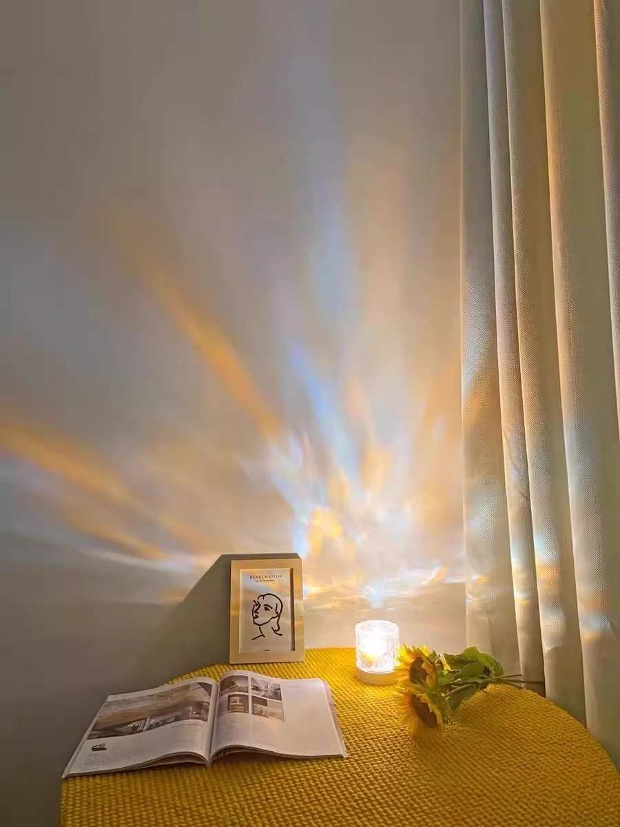 INS Style Desk Lamp Acrylic Water Ripple Atmosphere Lamp Colorful Rotating Night Light Romantic Bedside Table Lamp for Bedroom Decor