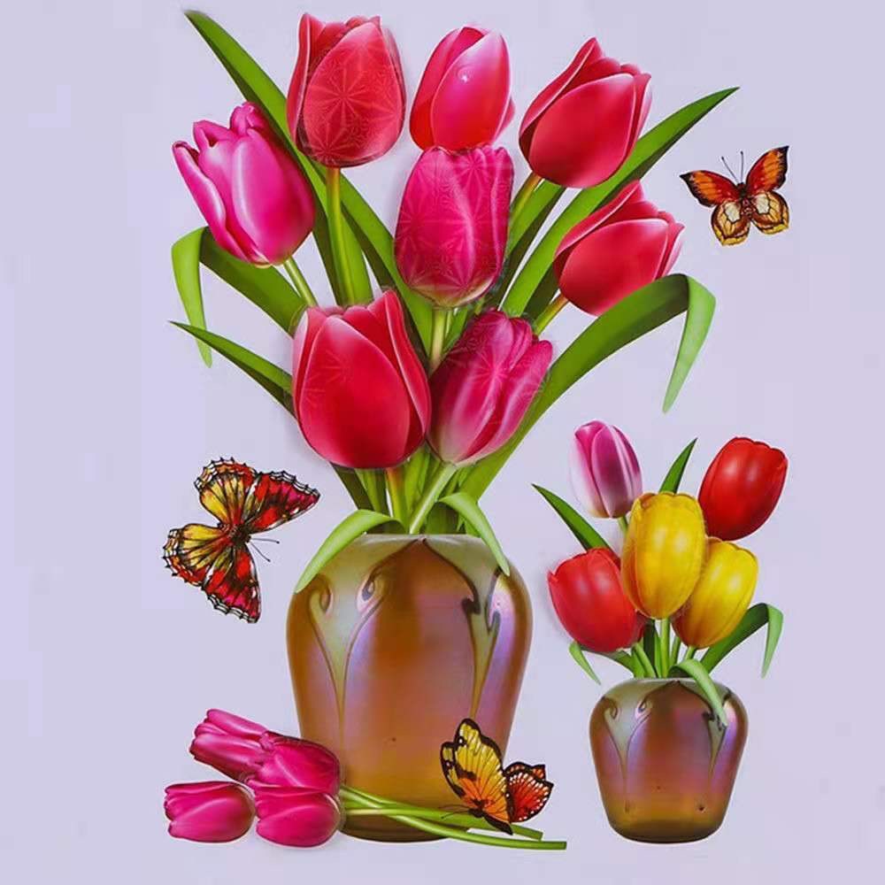Home Decoration 3D Flowers Wall Stickers Living Room Bedroom House Decoration Realistic Stickers Suitable for Wall,Refrigerator, Kitchen, Door Decor