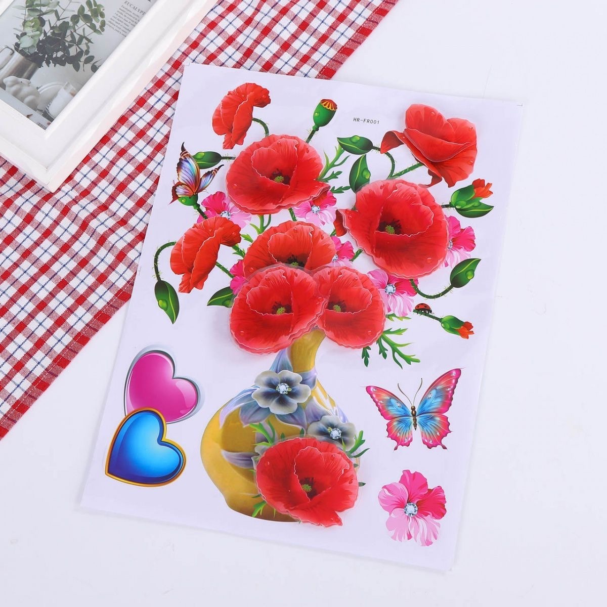 Home Decoration 3D Flowers Wall Stickers Living Room Bedroom House Decoration Realistic Stickers Suitable for Wall,Refrigerator, Kitchen, Door Decor