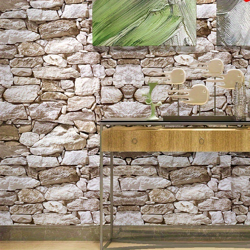 Home Decor 3D Brick Pattern Self-Adhesive Wall Sticker for Living Room PVC Wallpaper Industrial Style Wall Decor for Restaurant and Dorm Faux Stone Pattern Brick Wall Sticker
