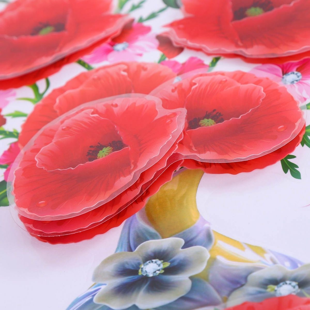 Home Decoration 3D Flowers Wall Stickers Living Room Bedroom House Decoration Realistic Stickers Suitable for Wall,Refrigerator, Kitchen, Door Decor