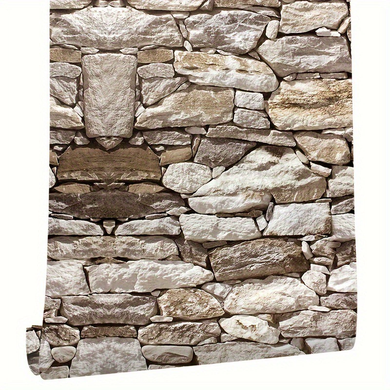 Home Decor 3D Brick Pattern Self-Adhesive Wall Sticker for Living Room PVC Wallpaper Industrial Style Wall Decor for Restaurant and Dorm Faux Stone Pattern Brick Wall Sticker