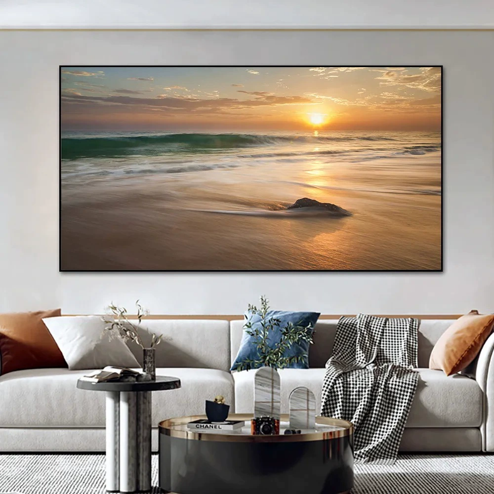 Canvas Painting Modern Landscape Wall Art for Home Decor, Mountain Lake Scenery Painting, High Definition Canvas Print, Frameless Nature Artwork for Living Room Bedroom Canvas Wall Art