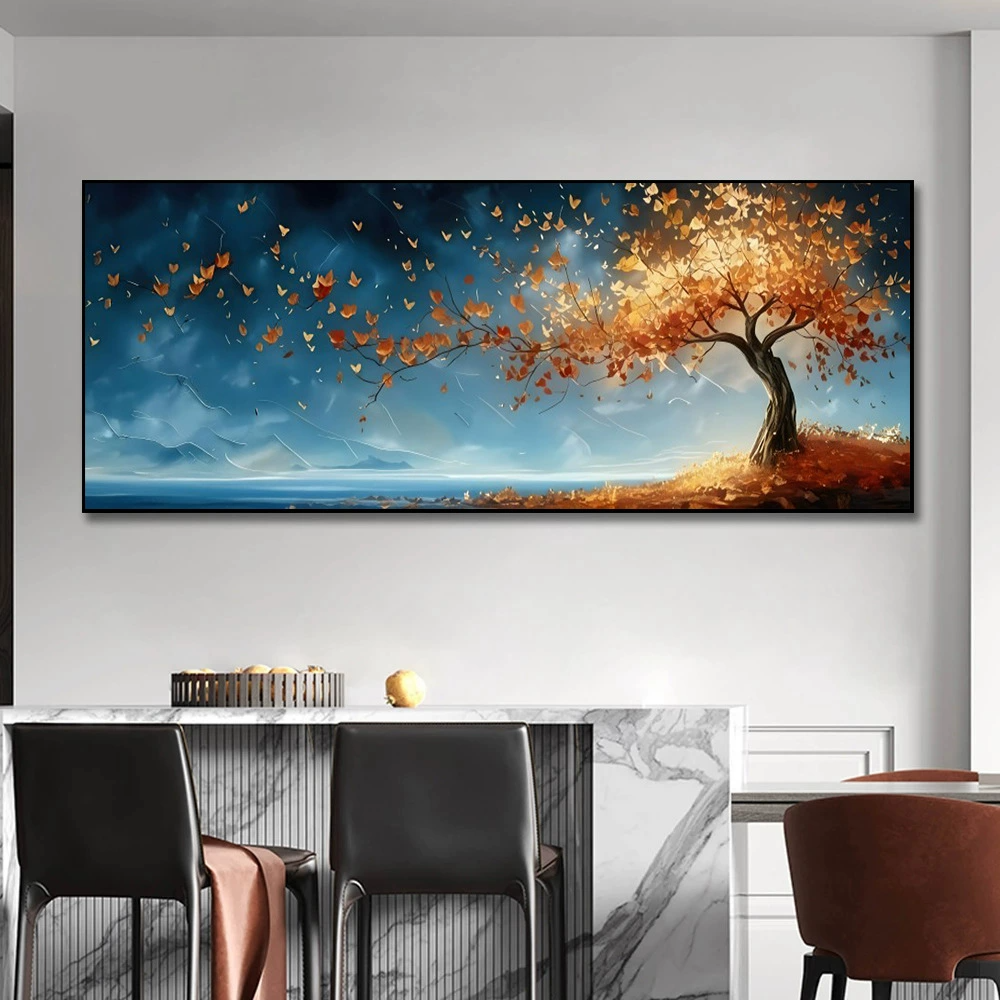 Canvas Painting Wall Art for Home Decor Abstract Landscape Oil Painting Tree Art Poster High Definition Canvas Print, Frameless Nature Artwork for Living Room Bedroom Canvas Wall Art