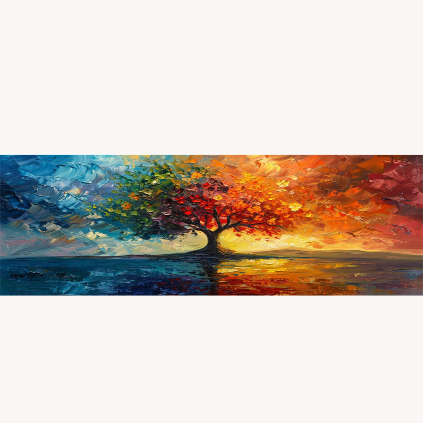 Canvas Painting Wall Art for Home Decor Abstract Landscape Oil Painting Tree Art Poster High Definition Canvas Print, Frameless Nature Artwork for Living Room Bedroom Canvas Wall Art