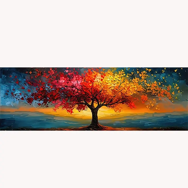 Canvas Painting Wall Art for Home Decor Abstract Landscape Oil Painting Tree Art Poster High Definition Canvas Print, Frameless Nature Artwork for Living Room Bedroom Canvas Wall Art