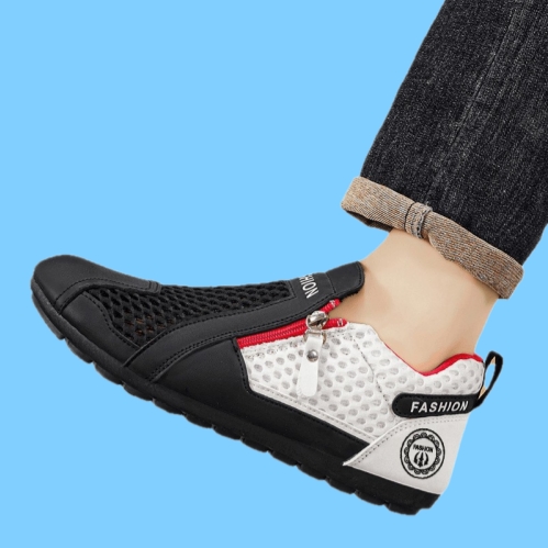 Men Breathable Mesh Zipper Casual Sneakers Lightweight Slip On Driving Walking Shoes Men Sport Shoes