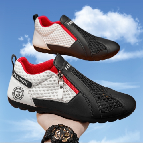 Men Breathable Mesh Zipper Casual Sneakers Lightweight Slip On Driving Walking Shoes Men Sport Shoes