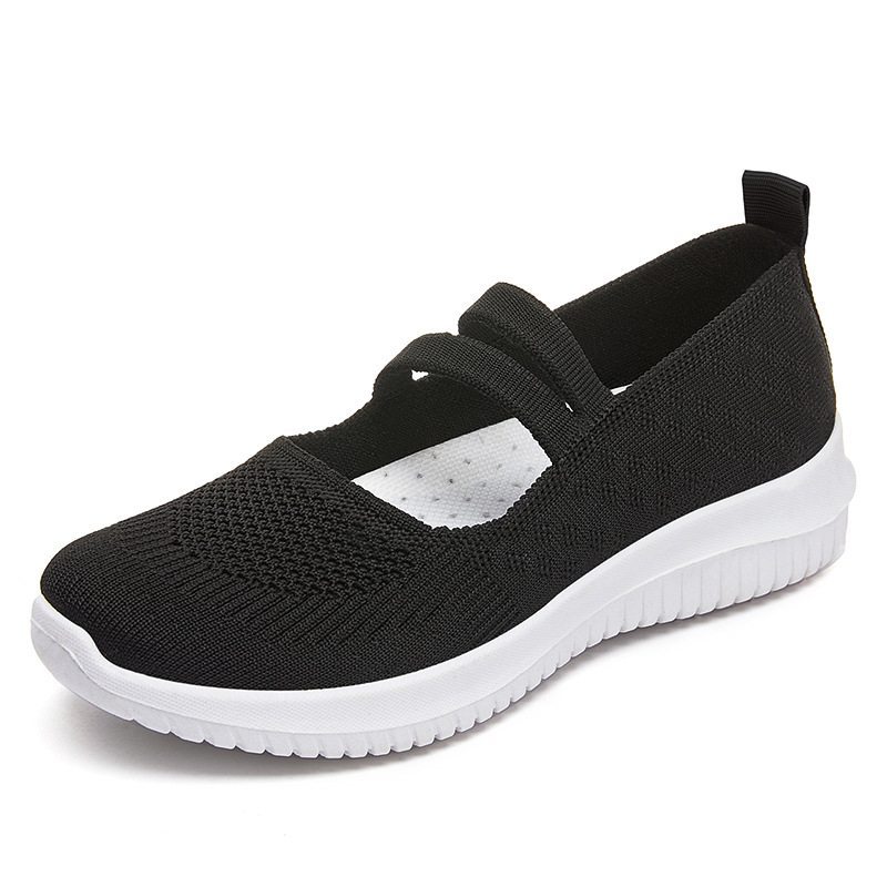 Ladies Knitted Mesh Mary Jane Ballet & Dance Slip On Sneakers Light Comfort Platform Walking Flat Shoes Women Shoes