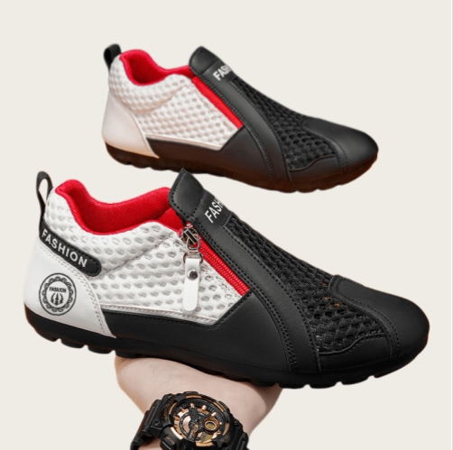 Men Breathable Mesh Zipper Casual Sneakers Lightweight Slip On Driving Walking Shoes Men Sport Shoes