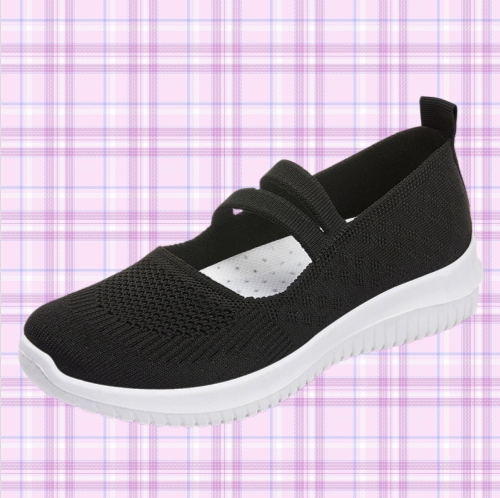 Ladies Knitted Mesh Mary Jane Ballet & Dance Slip On Sneakers Light Comfort Platform Walking Flat Shoes Women Shoes