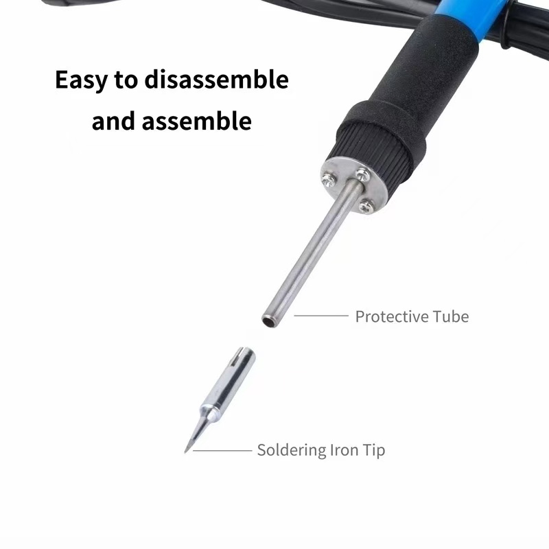 Soldering Iron Kit, Soldering Kit with LCD Digital Multimeter, 60W Soldering Iron with 5 Extra Tips, Stand, Desoldering Pump, Solder, Wire Stripper Cutter, Tweezers, Tape, Tool Bag