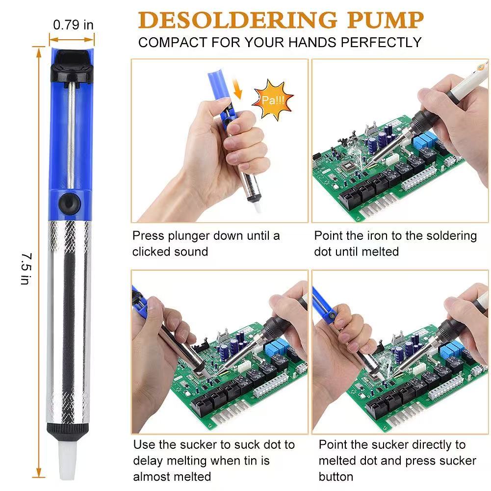 Soldering Iron Kit, Soldering Kit with LCD Digital Multimeter, 60W Soldering Iron with 5 Extra Tips, Stand, Desoldering Pump, Solder, Wire Stripper Cutter, Tweezers, Tape, Tool Bag